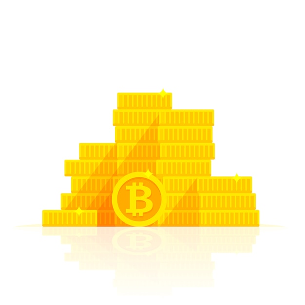 Golden bitcoins illustration