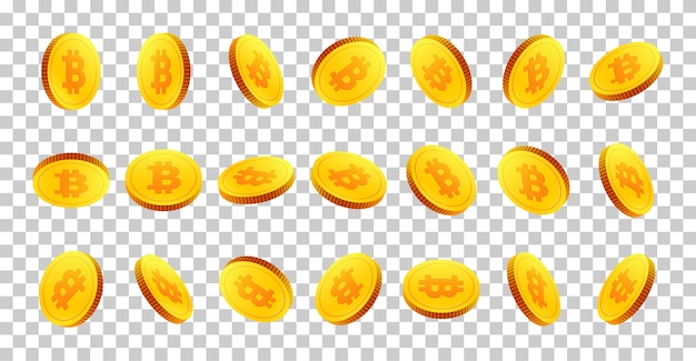 Golden Bitcoins isolated on transparent