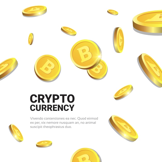 Golden Bitcoins On White Background 