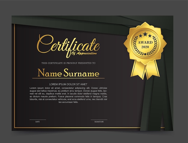   golden black certificate template design.