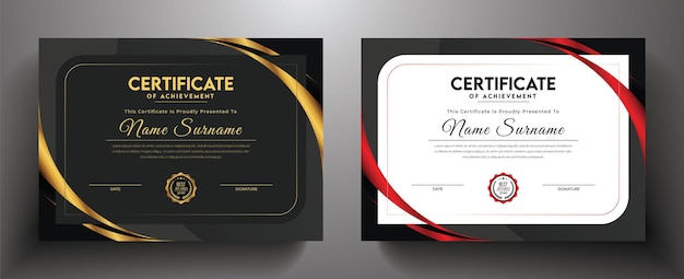 Vector golden and black luxury certificate template or red and black luxury certificate of achievement