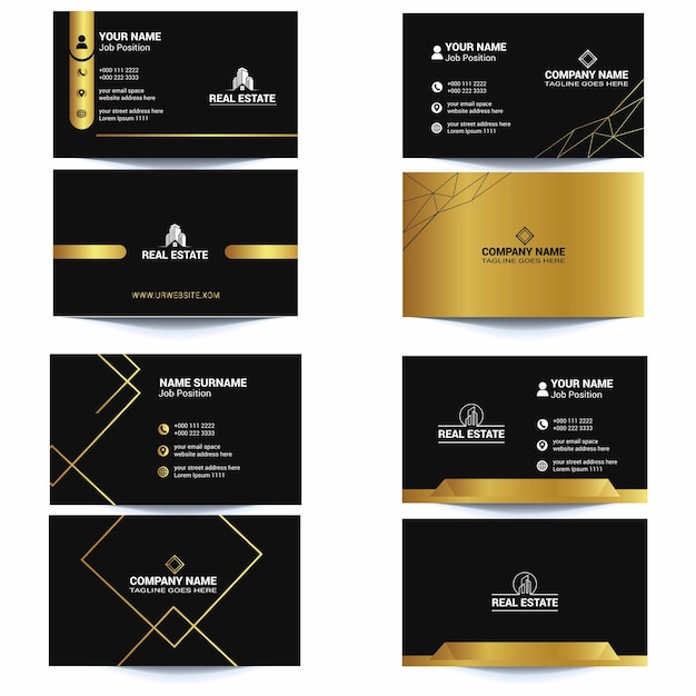 Vector golden black minimal business card design nt