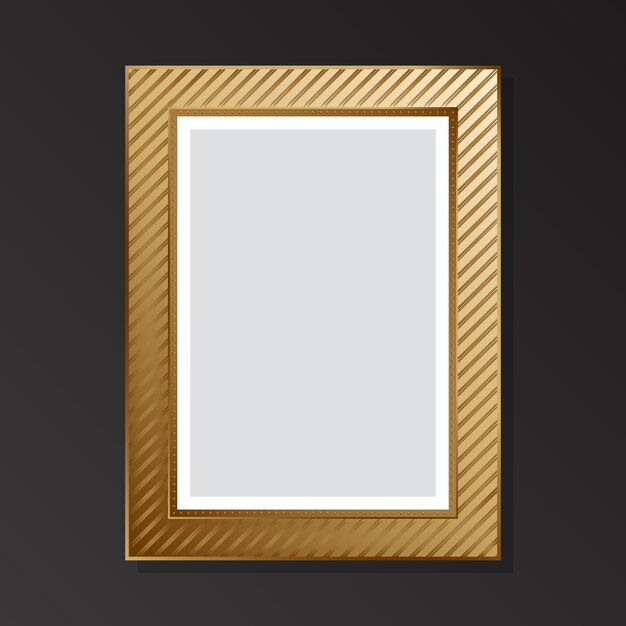 Vector golden blank retro frame on black background flat style