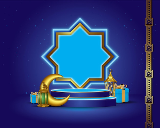 Golden and blue beautiful islamic background