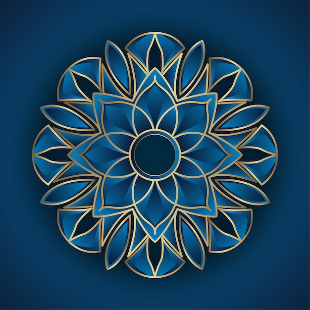 Ornamento mandala dorato e blu