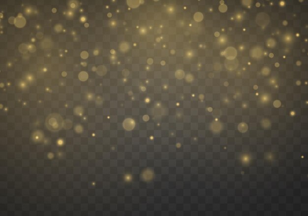 Golden blurred stardust Blurry light effect Defocused glare bokeh Yellow dust sparks stars vector