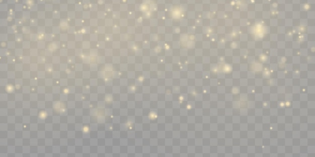 Golden blurred stardust Blurry light effect Defocused glare bokeh Yellow dust sparks stars vector