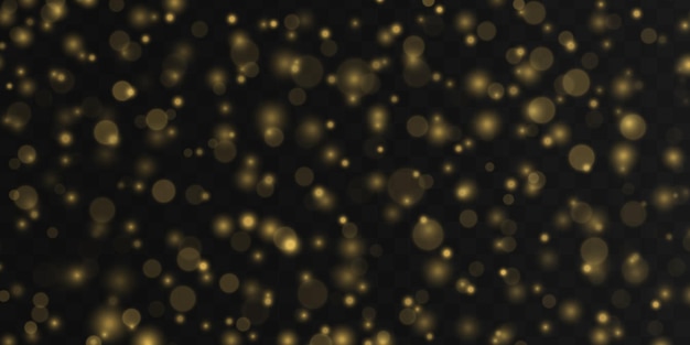 Golden blurred stardust Blurry light effect Defocused glare bokeh Yellow dust sparks stars vector