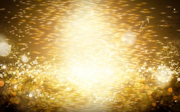 golden bokeh dark background 3d illustration