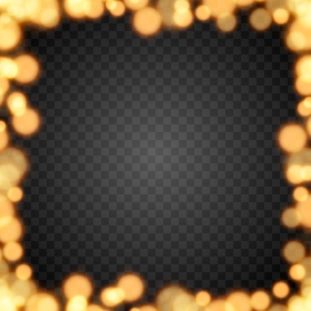 Golden bokeh on isolated transparent background light effect png blurred bokeh png bokeh frame