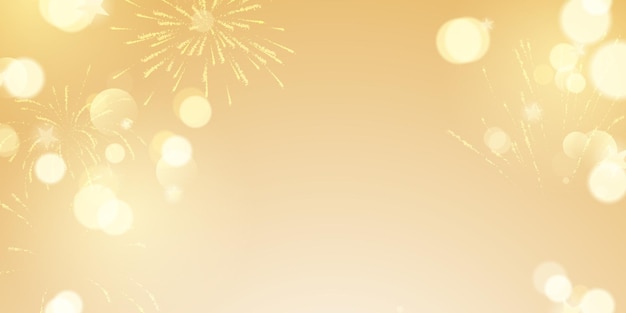 Golden bokeh vector design with fireworks for festive decoration