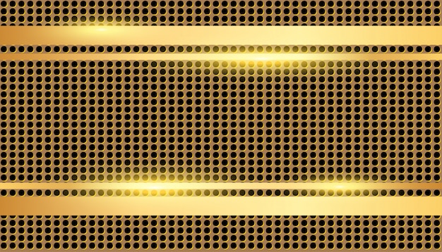 Vector golden border on gold metal perforated texture