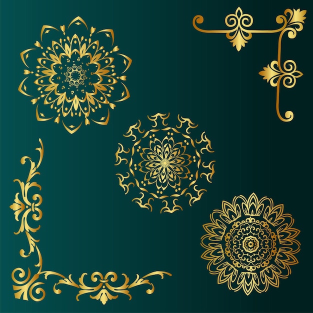 Golden border ornament collection