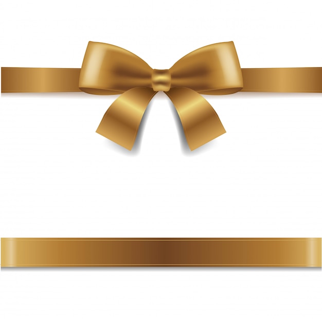 Golden bow  white background