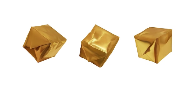 Golden Box set in folie realistisch ontwerp geïsoleerd op een witte achtergrond.