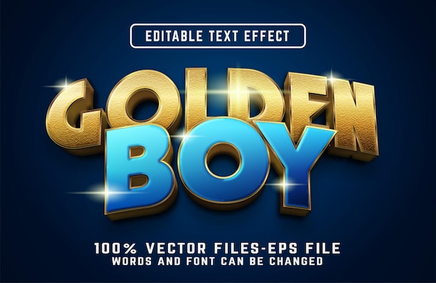 Golden boy cartoon style text effect premium vectors