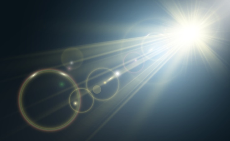 Vector golden bright star. light effect bright star. beautiful light