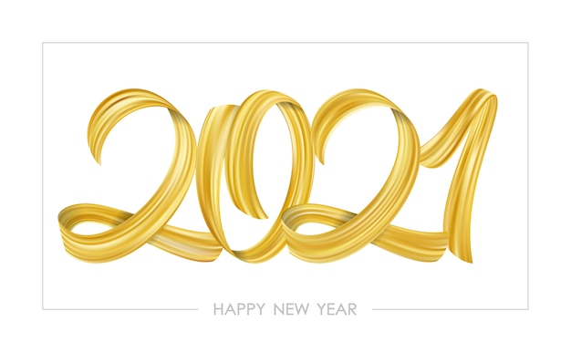 Golden Brushstroke paint lettering calligraphy of 2021