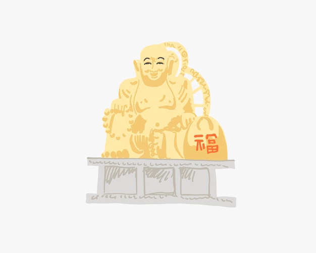 Vector golden buddha in haedong yonggungsa seaside temple in busan south korea