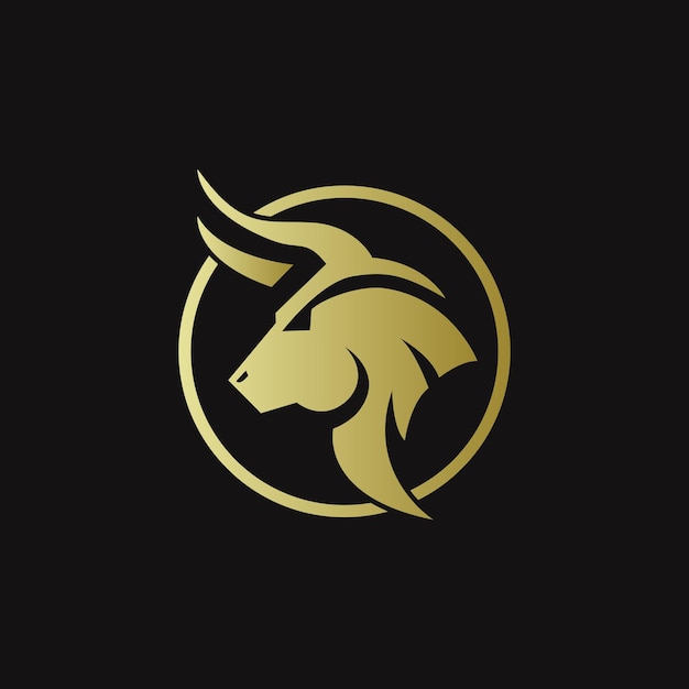 A golden bull head logo design template