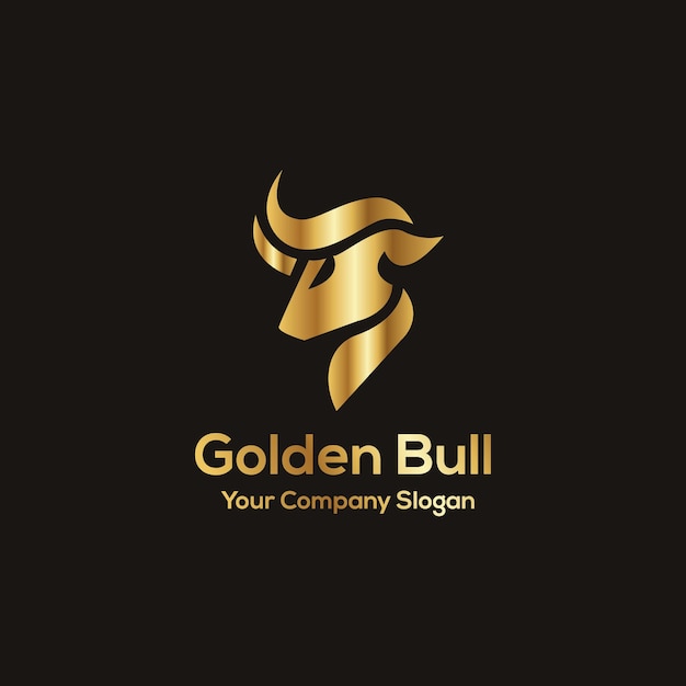 Golden bull logo design template