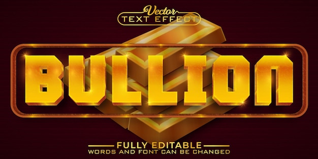 Golden bullion vector editable text effect template