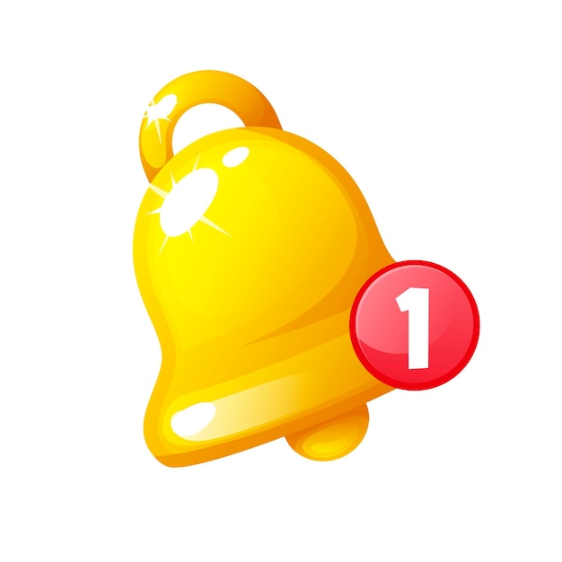 Golden call mobile notification icon for game Vector illustration message icon for app object for gui