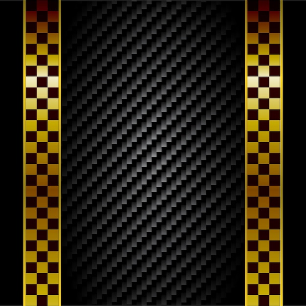 Vector golden carbon checkered background