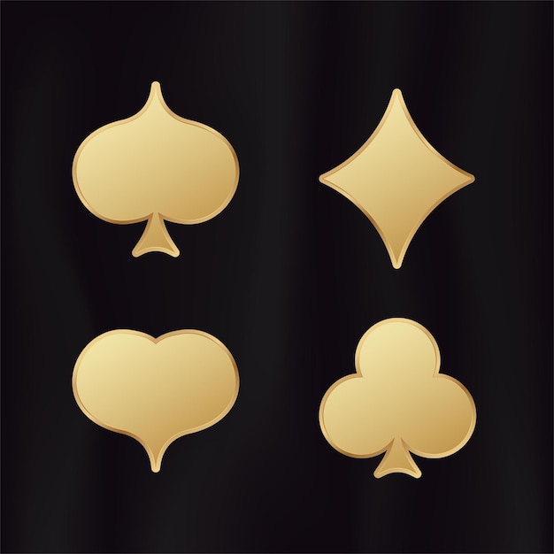 Golden card suits Yellow gradient symbol of gambling luck