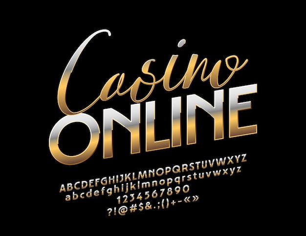 Golden Casino Online Font Luxe elegante Alfabetletters, cijfers en symbolen