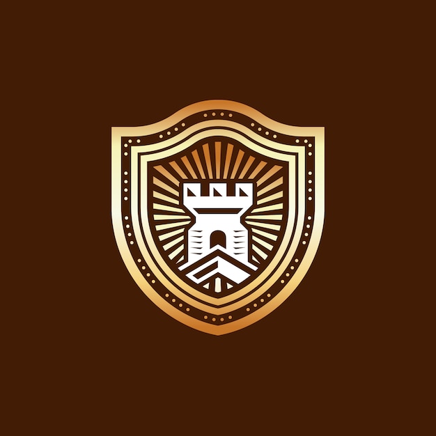 Golden castle shield logo design