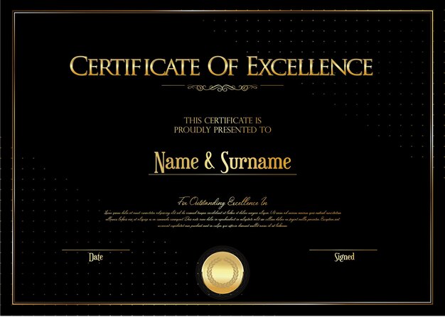 Vector golden certificate award design template