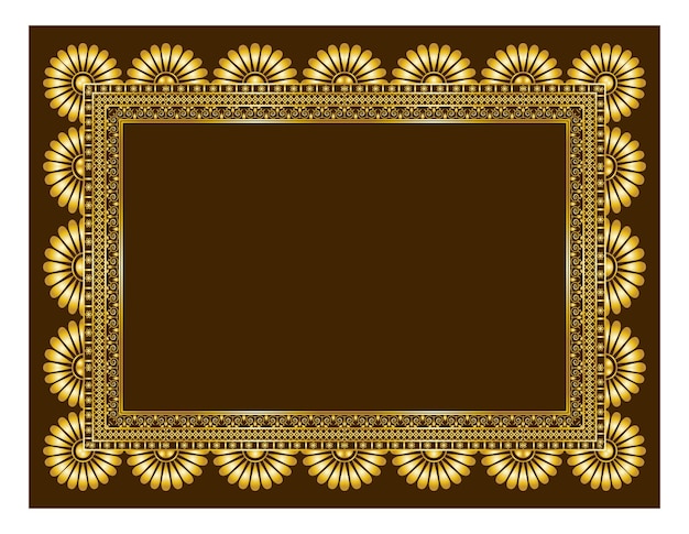 Golden certificate floral ornament border frame background design vector on Caramel brown color back