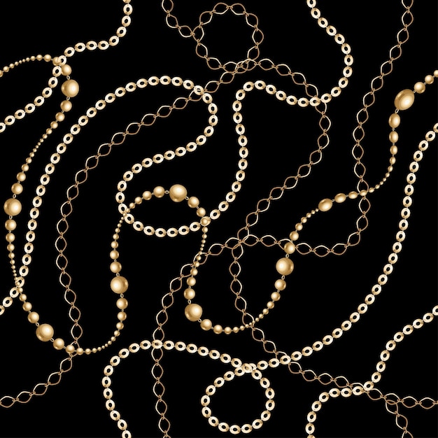 Vector golden chains seamless pattern