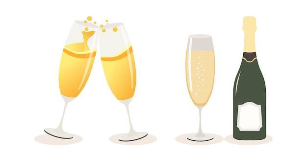 Vector golden champagne for holiday celebration design concept