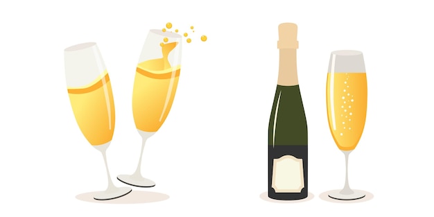 Golden champagne for holiday celebration design concept