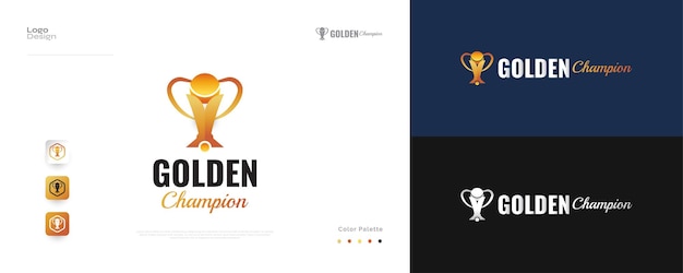 Golden Champion Trophy logo Award Winner Cup