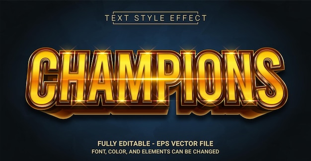 Vector golden champions text style effect graphic design element