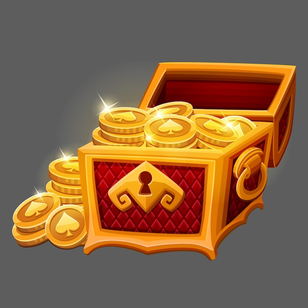 Vector golden chest with coins