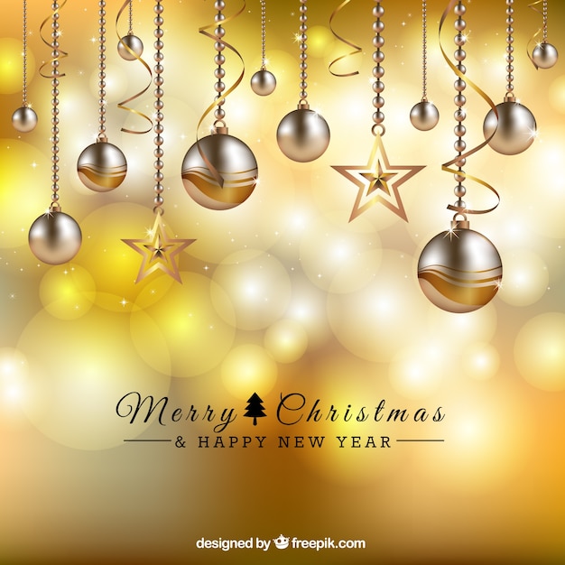 Vector golden christmas balls background