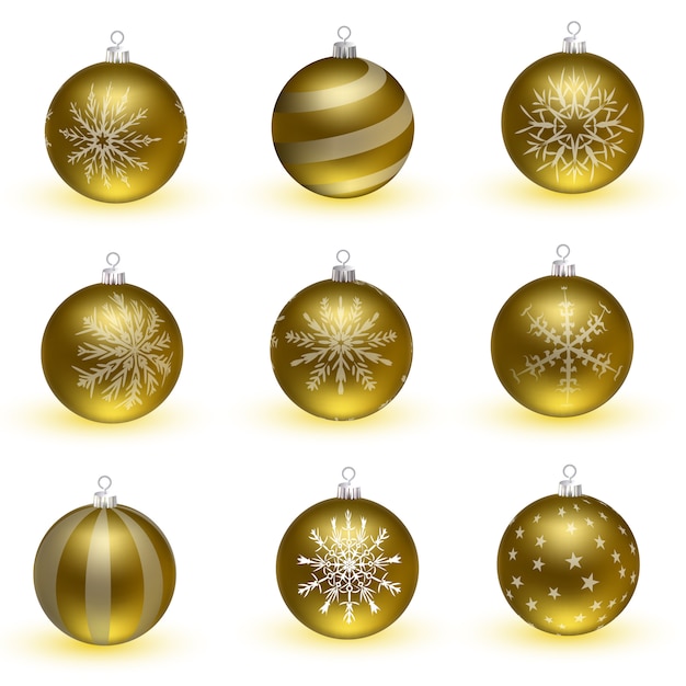 Vector golden  christmas balls.