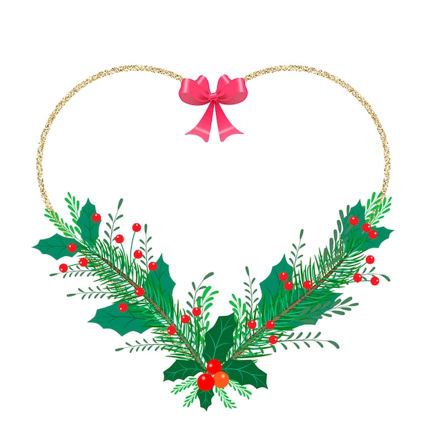 Vector golden christmas frame heart