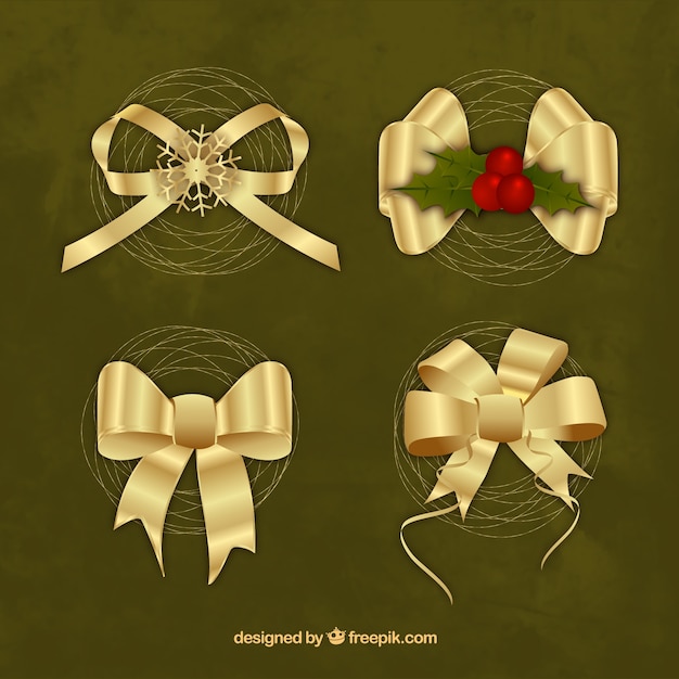 Vector golden christmas ribbons