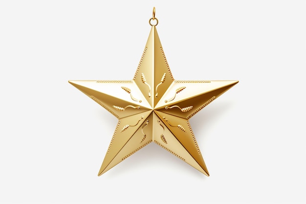 Вектор Золотая рождественская звезда изолирована на белом фоне верхний вид вблизи золотая звезда