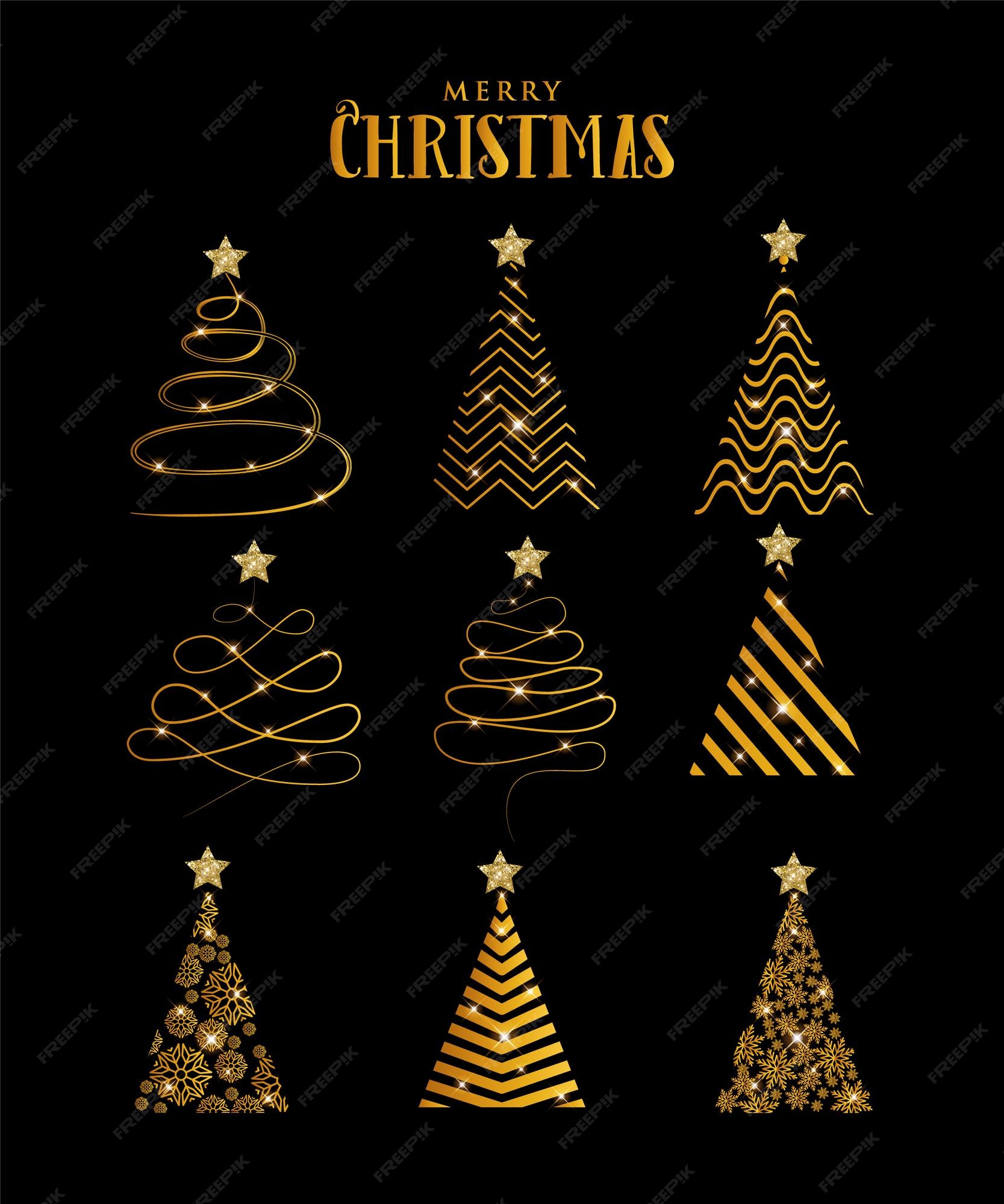 Premium Vector Golden christmas tree design collection. elegant