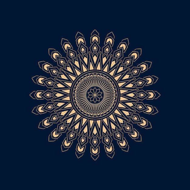 Golden circle on a dark blue background. vector illustration.