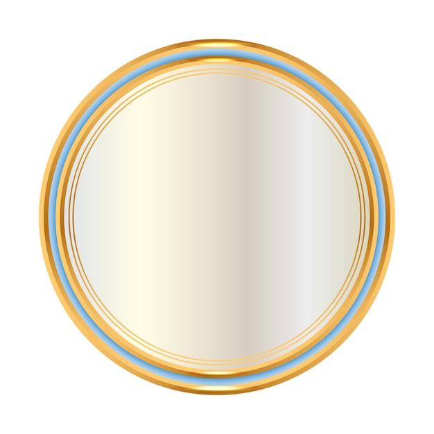 Golden circle frame with gold award ribbon icon