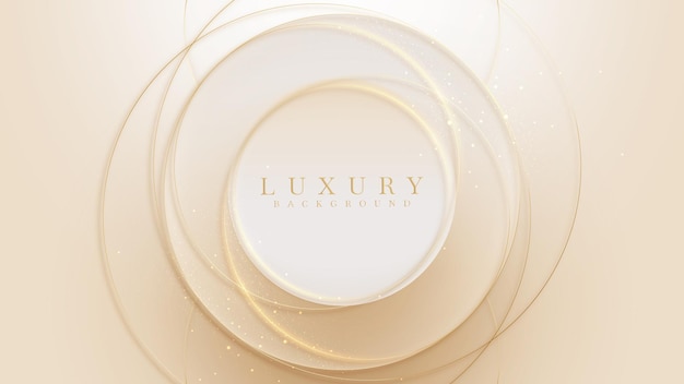 Golden circle luxury background with sparkle light glittering elements