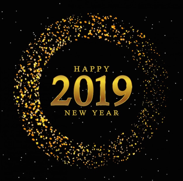 Golden circle new year 2019 vintage background