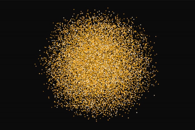 Golden circle sparkles on black background